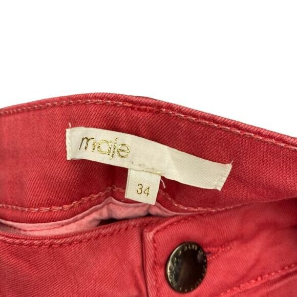 MAJE Broder Tomette Skinny Jean Sz XS Washed Red Pink - Picture 5 of 8